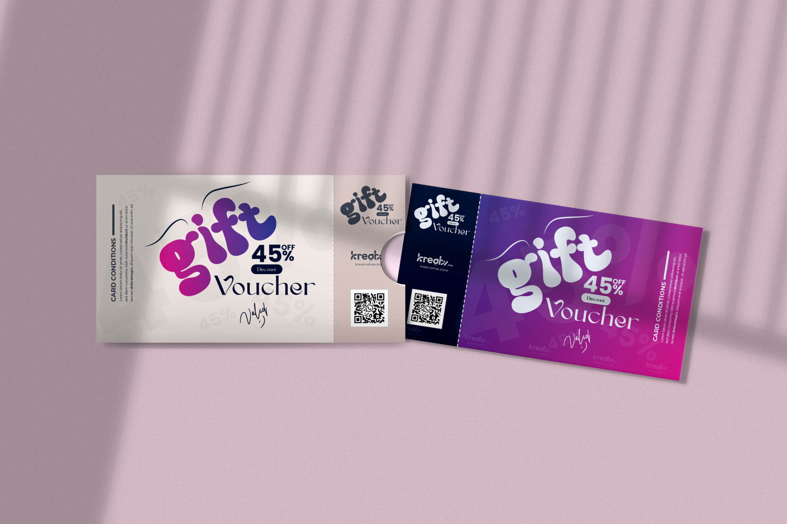 Voucher cards for promotional offers, customizable with branding details